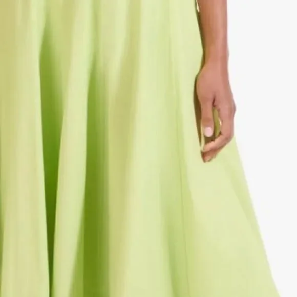 NWT STAUD WELLS midi dress, light green, stretch cotton Size 12 - Picture 9 of 12